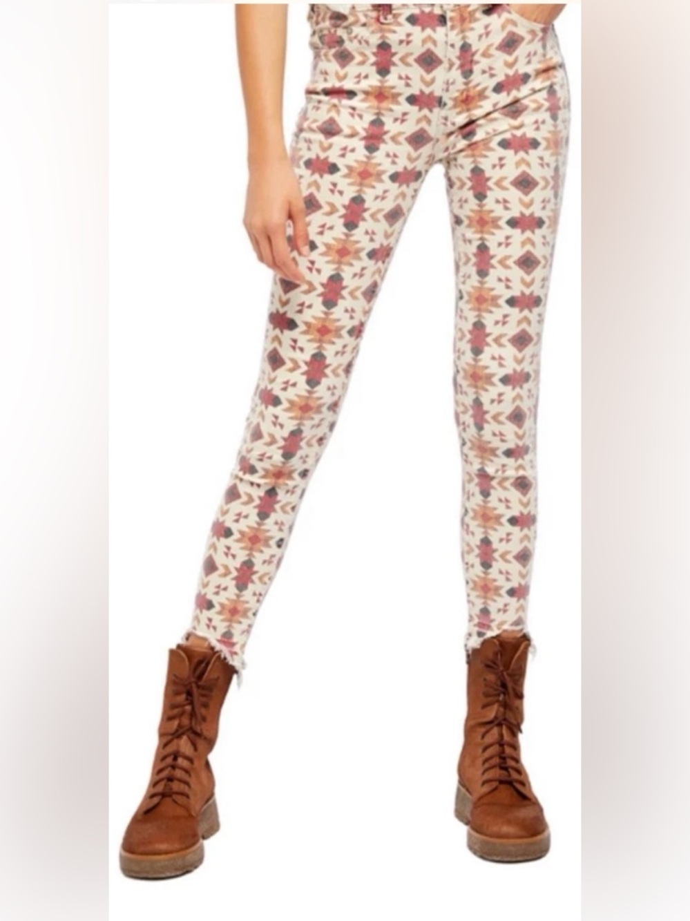 Free People We The Free Wild Child Aztec Printed Skinny Jeans Pant Womens 27
